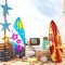 2 Pcs 60" Luau Inflatable Surfboard Hawaiian Theme Beach Pool Float Summer Tropical Blow up Pool Board Blue and Orange Surfboard for Adults Kids Beach Hawaiian Party Decor, 2 Styles